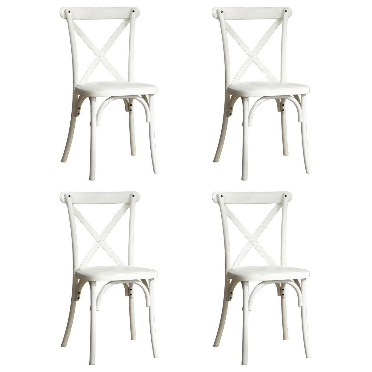 White Resin X-Back Dining Chair Set (4 pcs)