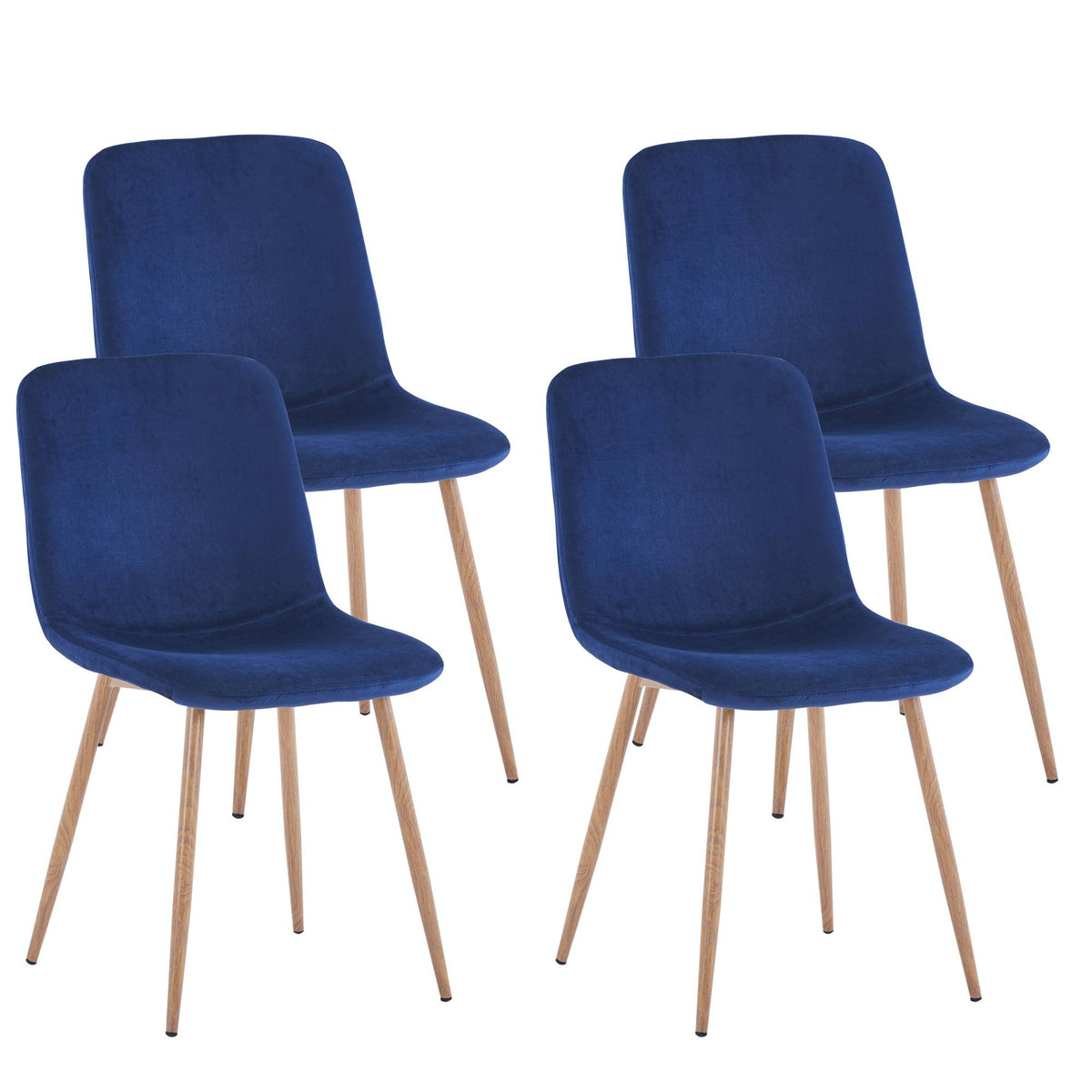 Set of 4 Blue Dining Chairs Modern Design