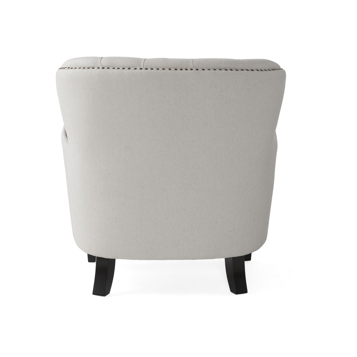 Light Grey Fabric Armchair with Ottoman