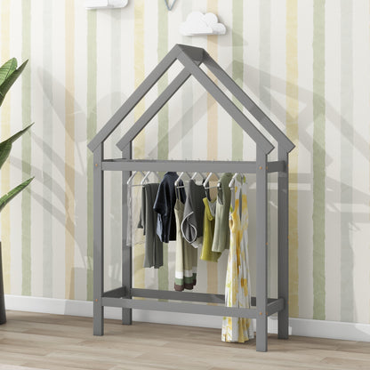 House Frame Platform Bed with Storage Gray