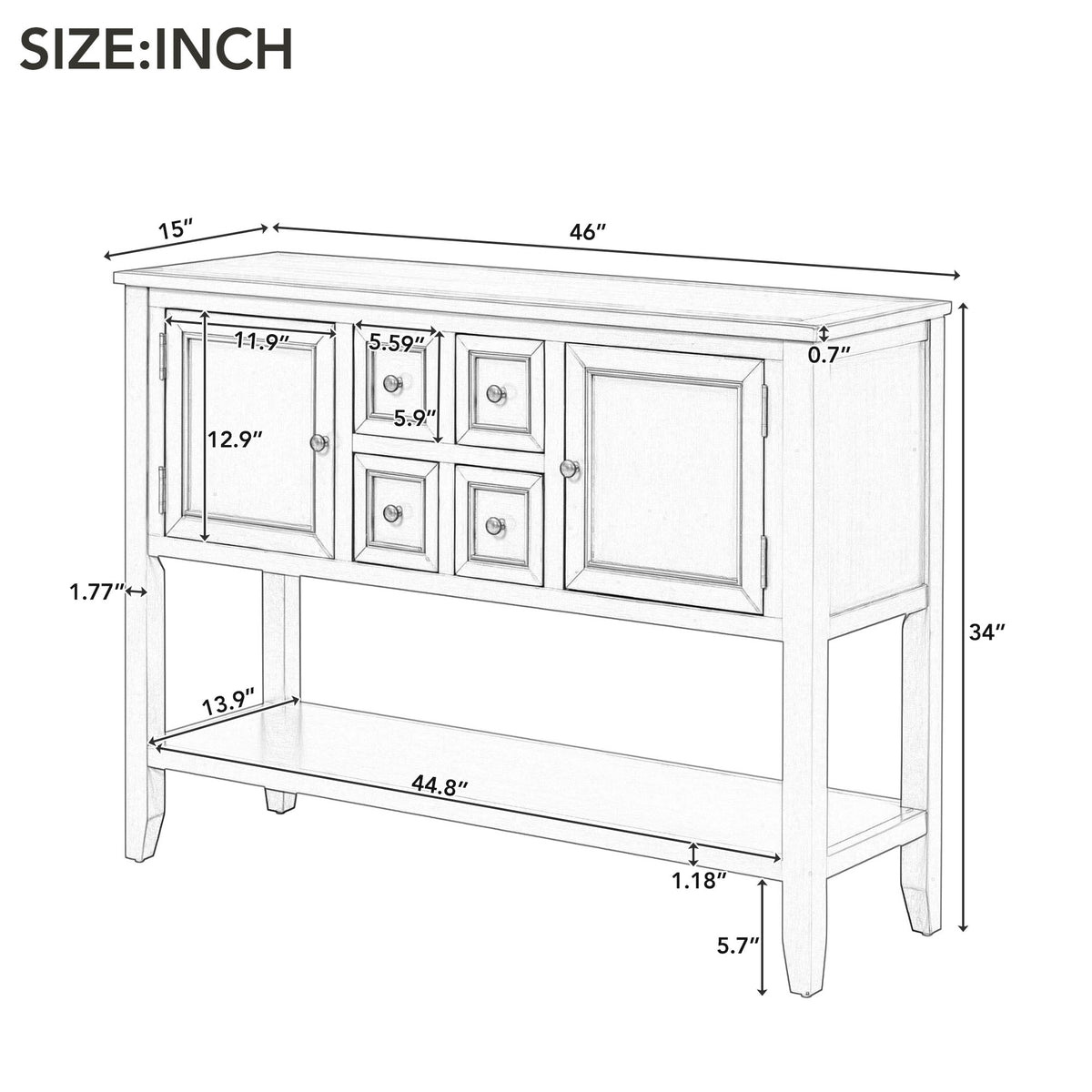 Cambridge Retro Console Desk – 4 Drawers