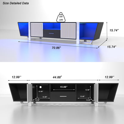LED TV Console with Storage Cabinet Black
