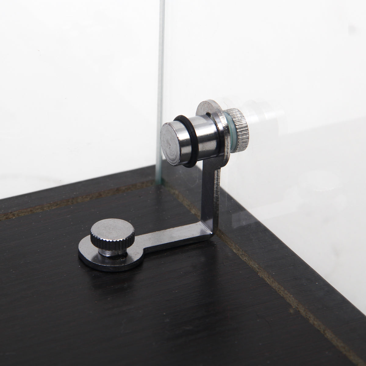 4-Layer Black Glass Display Cabinet with Doors