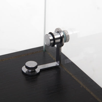 4-Layer Black Glass Display Cabinet with Doors