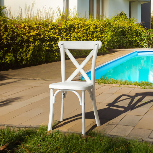 White Resin X-Back Dining Chair Set (4 pcs)