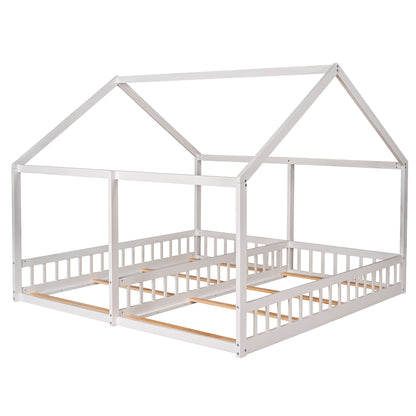Twin House Platform Bed White
