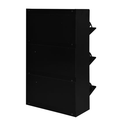 U-Can Black Shoe Storage Cabinet with 3 Flip Drawers