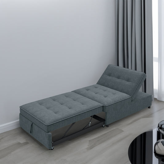 Modern Storage Ottoman with USB Port Dark Blue