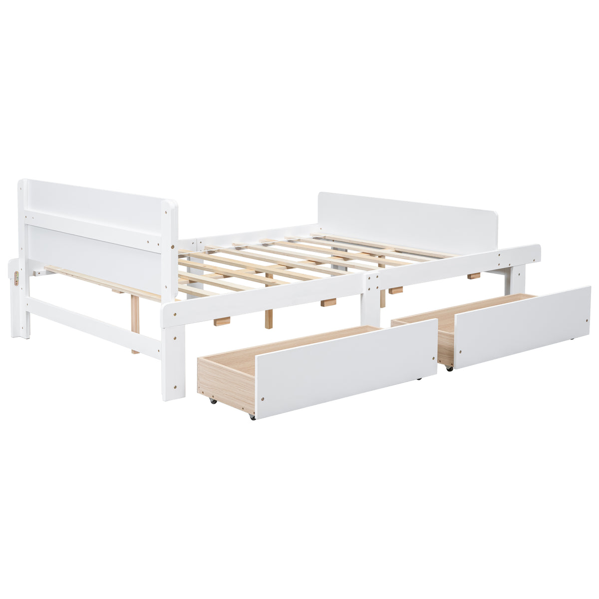 Full Bed with Bench White