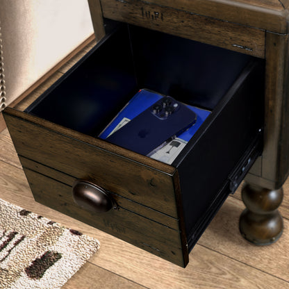 Solid Wood End Table – Espresso Finish with Drawers