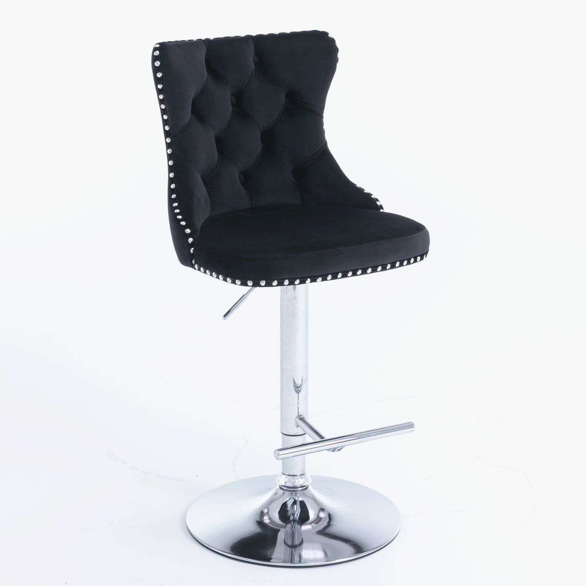 Modern Chrome Bar Stool Set (2 pcs) – Black