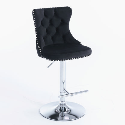 Modern Chrome Bar Stool Set (2 pcs) – Black