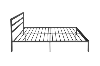 Charcoal Gray Metal Bed Frame with Headboard