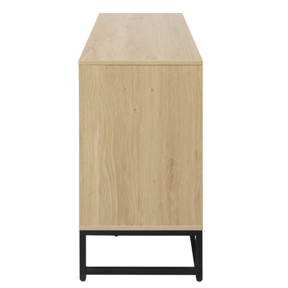 Engraved 3-Door Sideboard Cabinet with LED Lighting