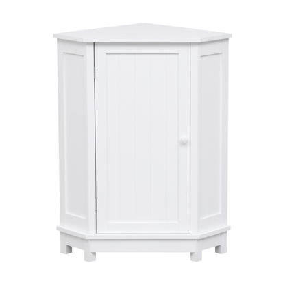 White Corner Bathroom Storage Cabinet Adjustable Shelves