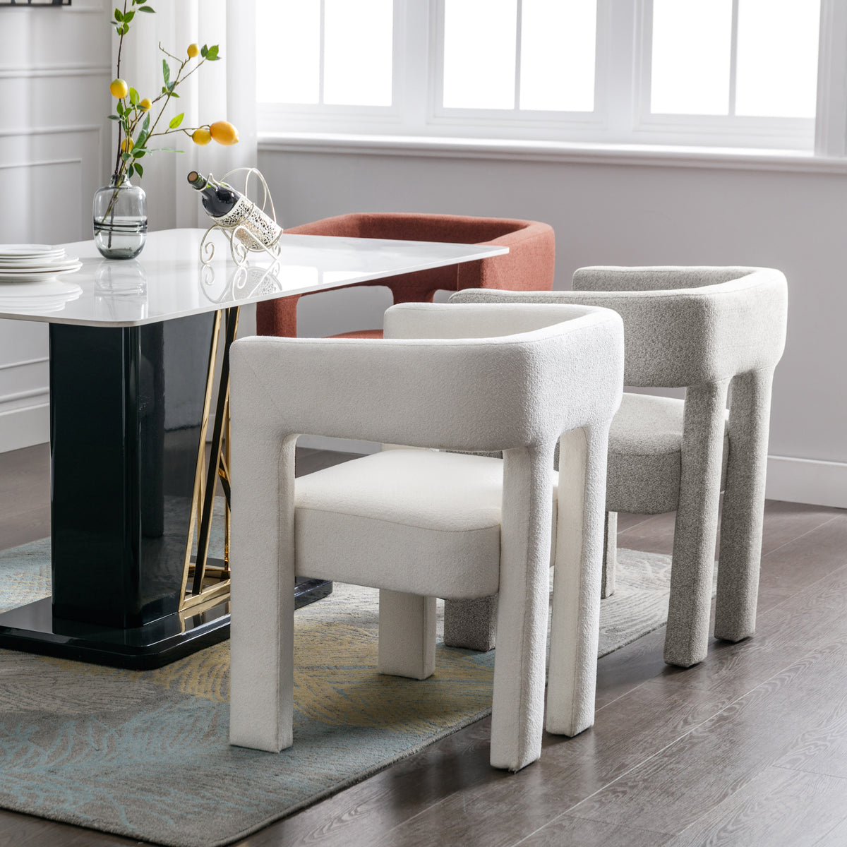 Contemporary Accent Chair Beige Upholstery