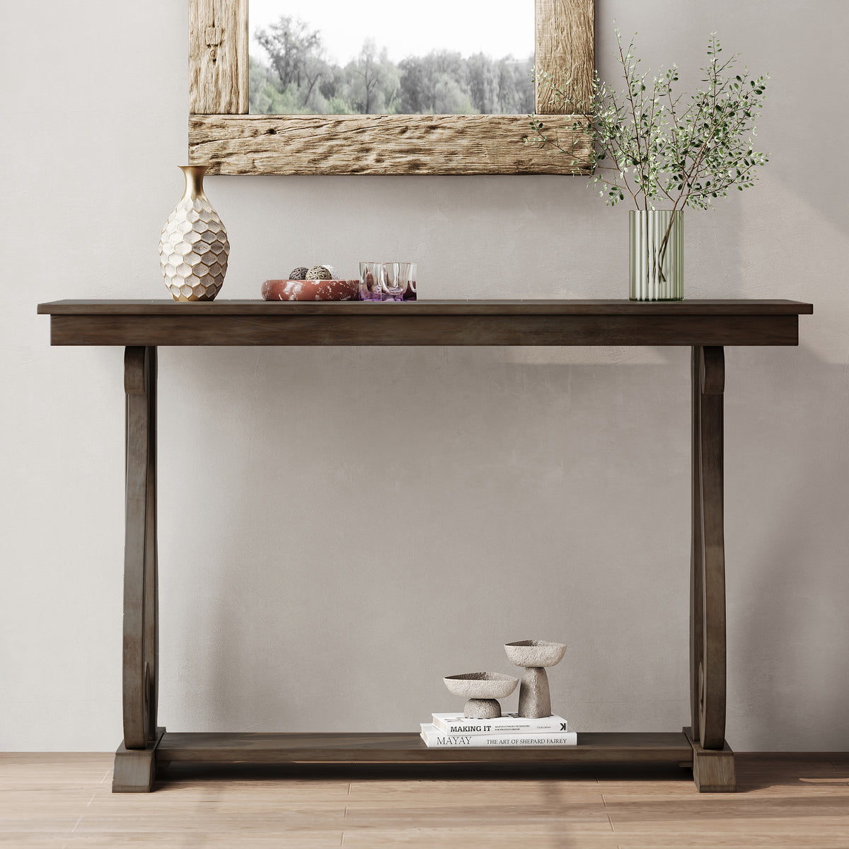 Walnut Farmhouse Console Table – 48”