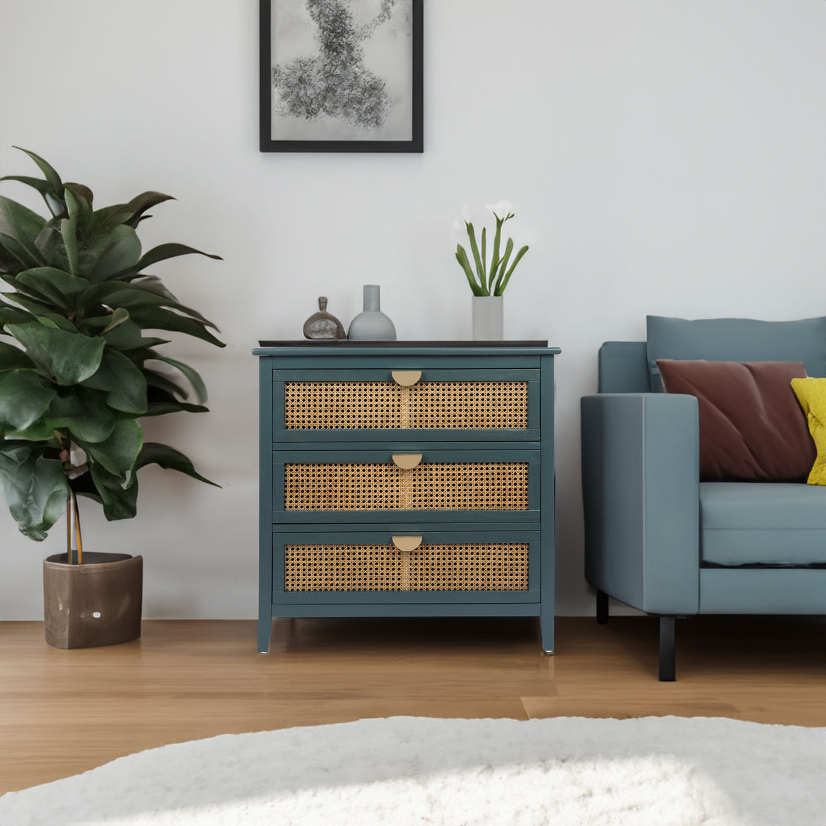 Rattan Storage Cabinet 3-Drawer