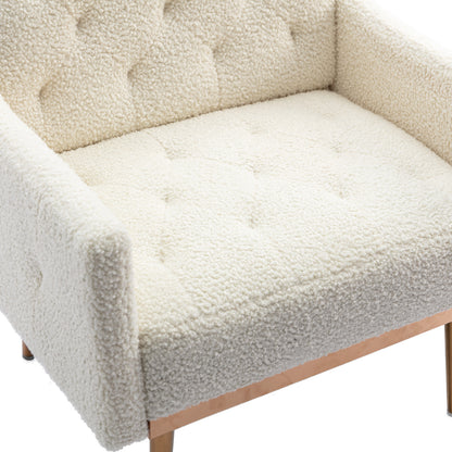 Teddy Armchair with Gold Legs – White
