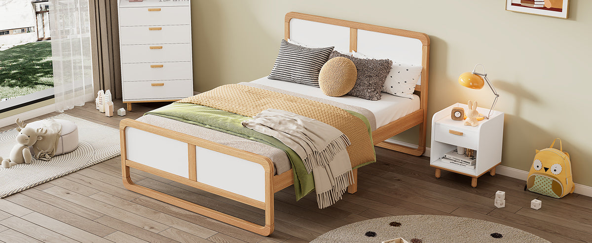 Queen Platform Bed Walnut White