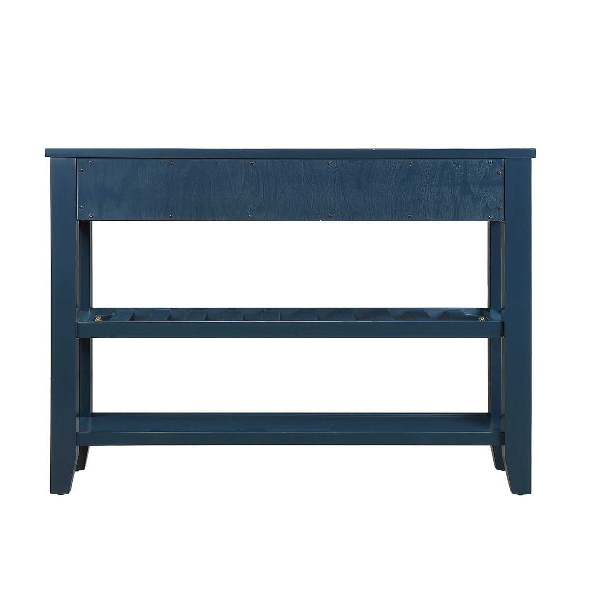 Mid-Century Console Table with Storage Drawers – Navy Blue