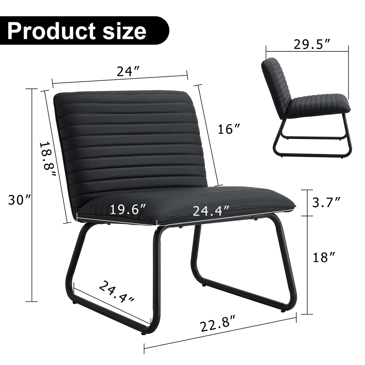 Black Armless Lounge Chair – Black Legs