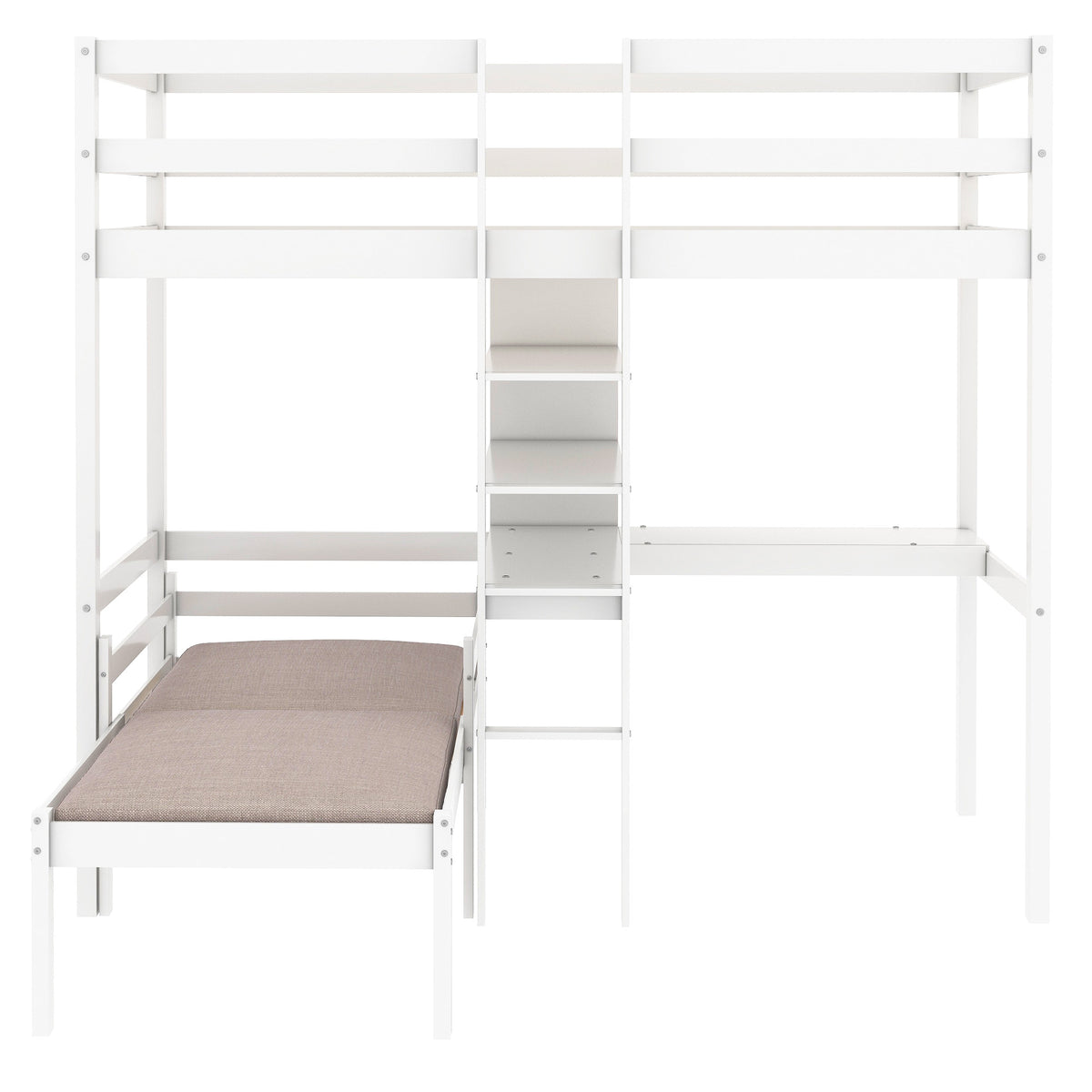 Convertible Loft Bunk Bed with Ladder White