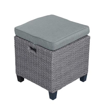 Outdoor Rattan Dining Set (6 pcs) – Gray Mat