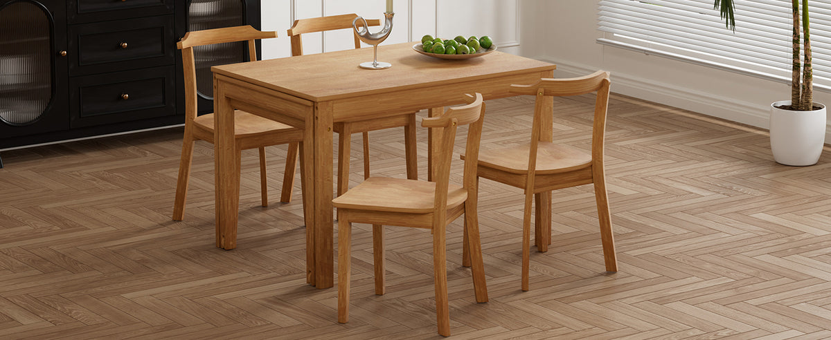 65” 5-Piece Dining Set – Natural Finish