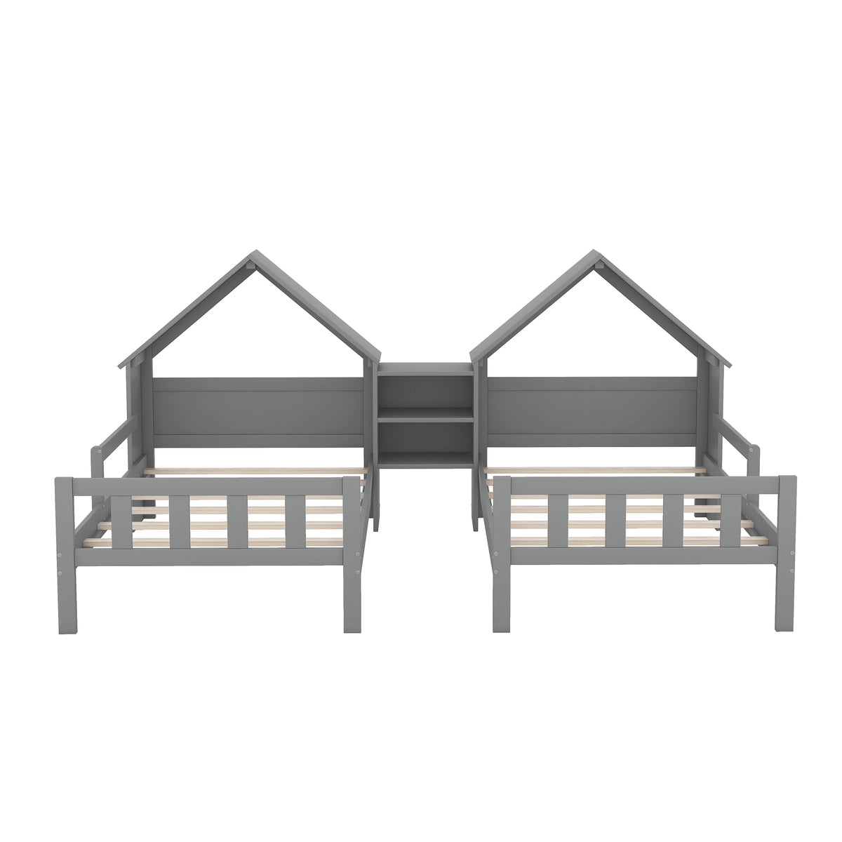 Double Twin Platform Bed Gray