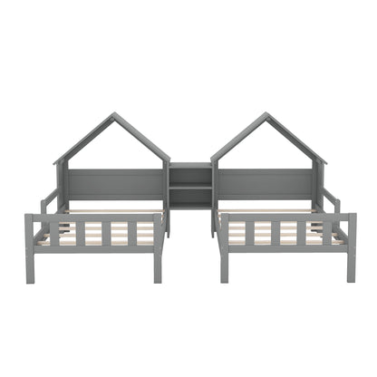 Double Twin Platform Bed Gray