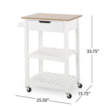 Rolling Kitchen Cart with Storage and Drawers