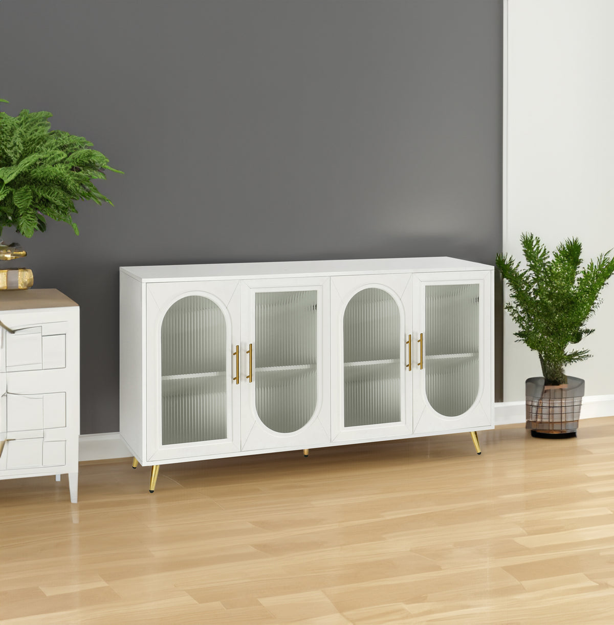 65” Wooden Media Console – Adjustable Shelves