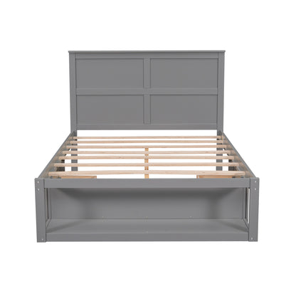 Full Platform Bed with Drawers – Gray Finish