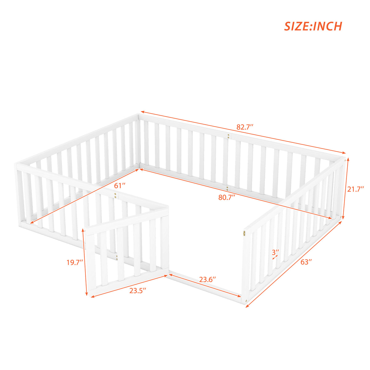 Queen Floor Bed White