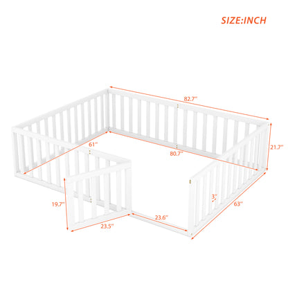 Queen Floor Bed White