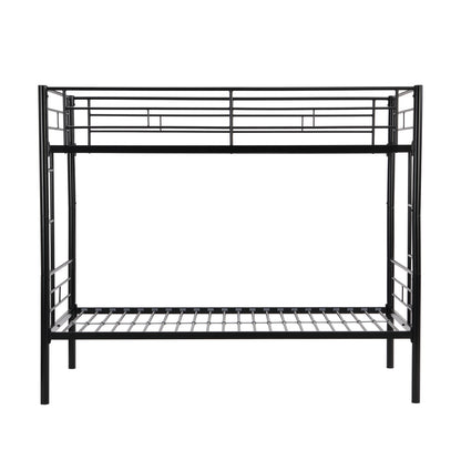 Full Metal Bunk Bed with Guardrails Black