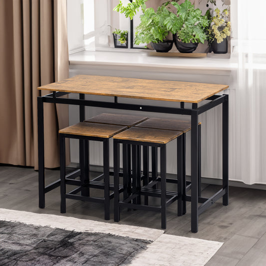 5-Piece Bar Table Set Brown