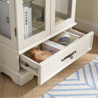 Oak Display Cabinet with LED Glass Doors