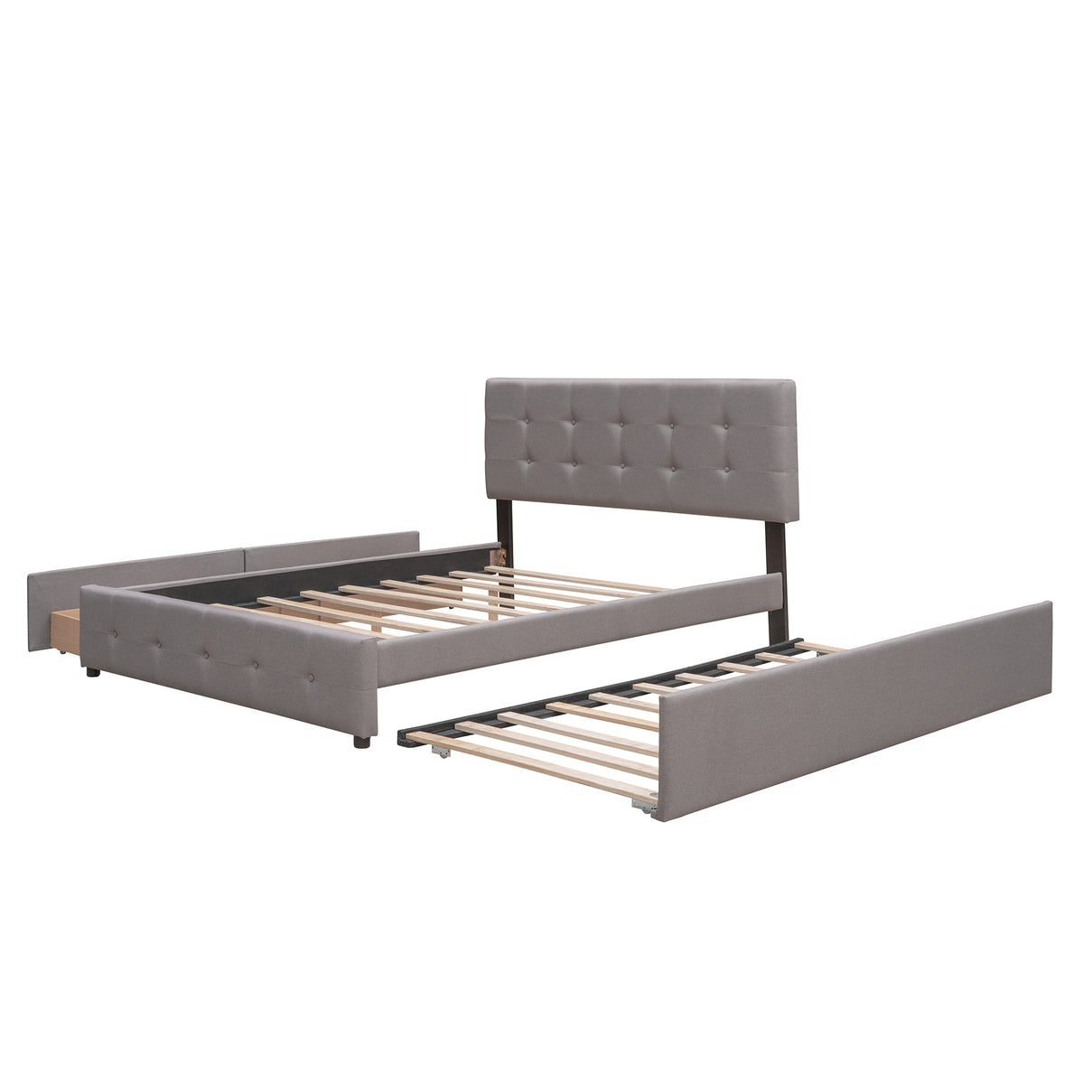 Upholstered Platform Bed Queen Light Gray