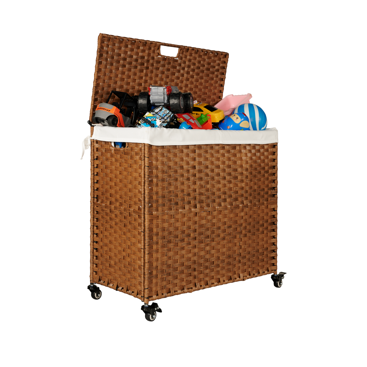 Brown Laundry Hamper with Lid and Wheels