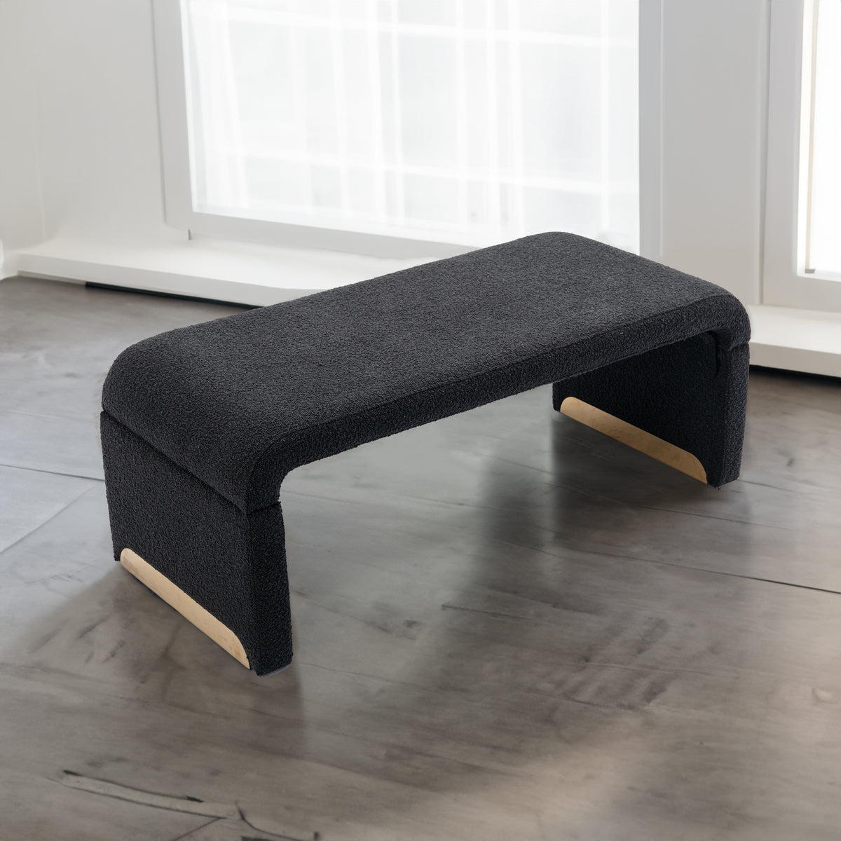 Boucle Loveseat Ottoman – Black