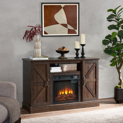 Wood Media Console TV Stand Brown