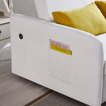 Cream Convertible Sofa Bed – Twin Size Sleeper with Storage