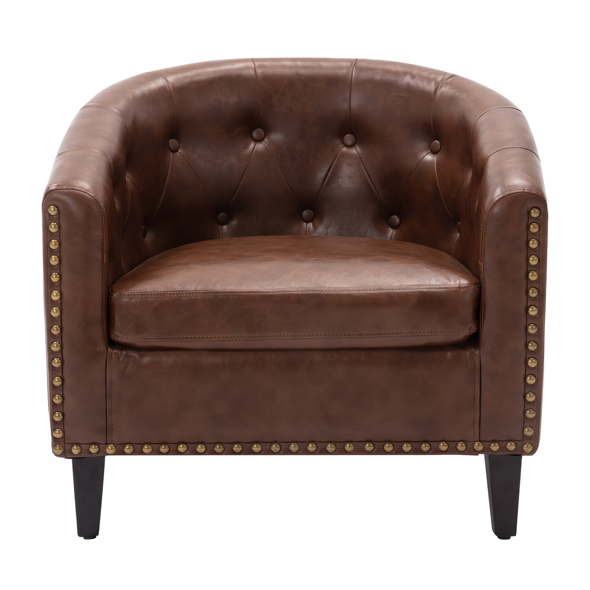 PU Leather Barrel Club Chair – Tufted Lounge Design