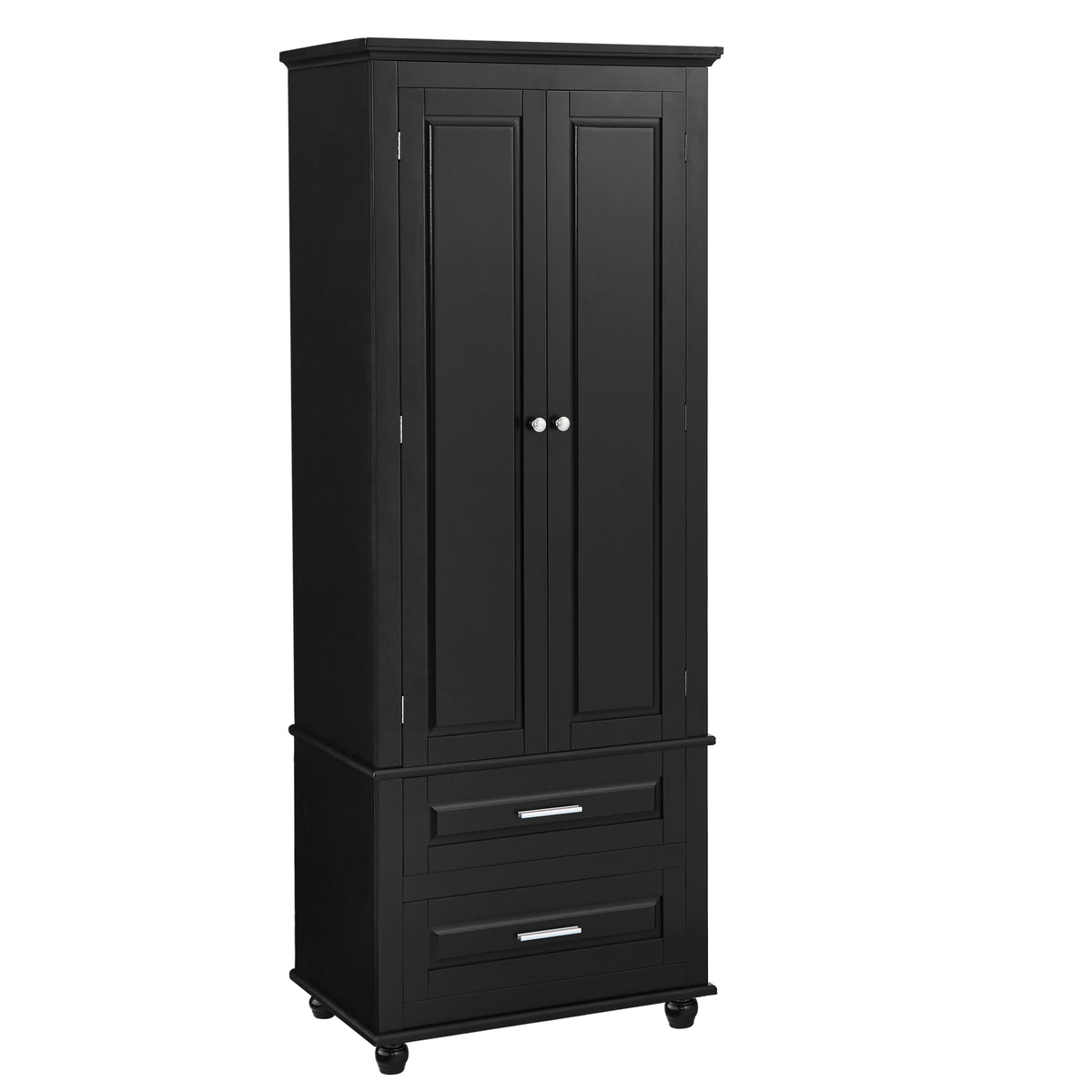 Tall Black Storage Cabinet with Drawers