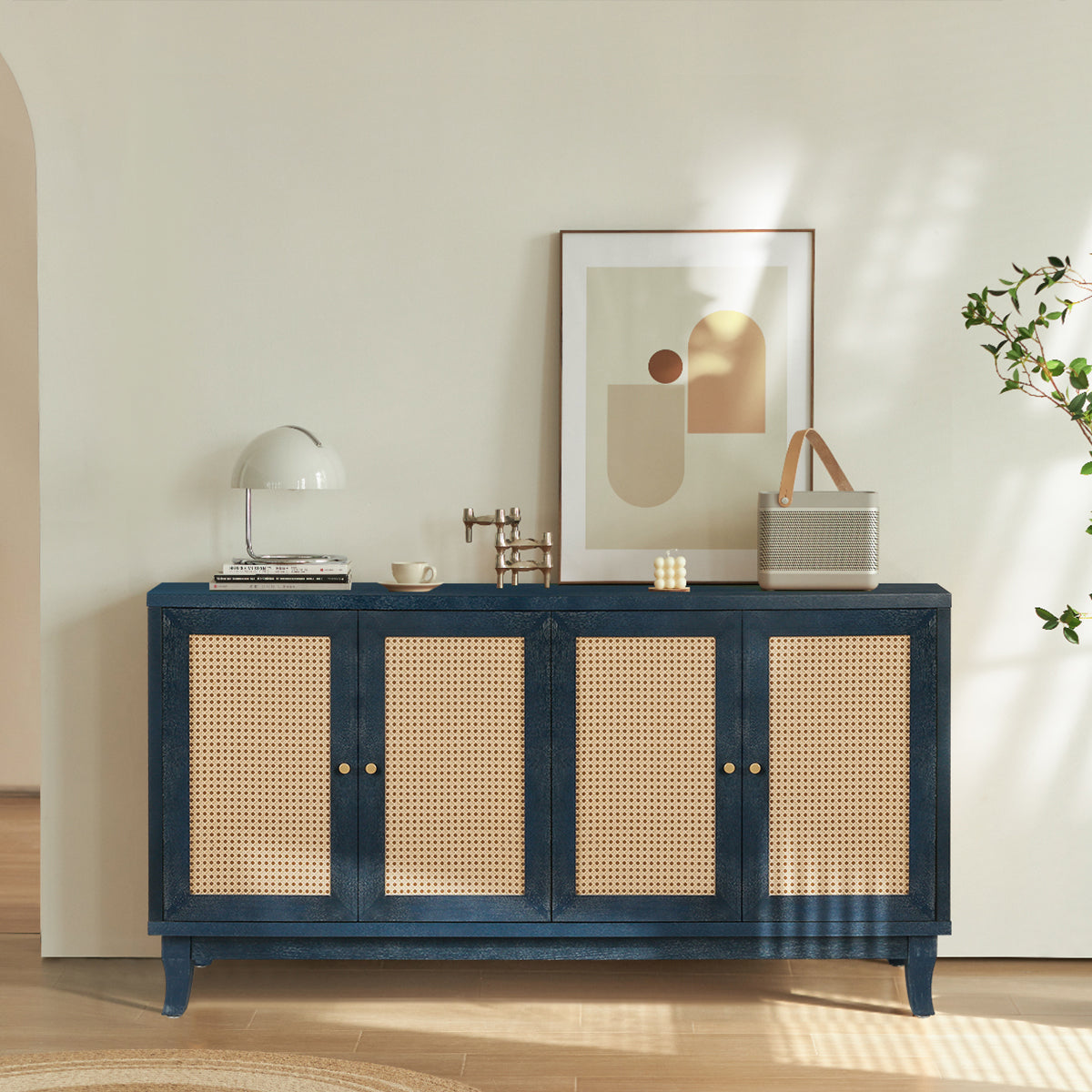 Rattan Sideboard Cabinet – Blue