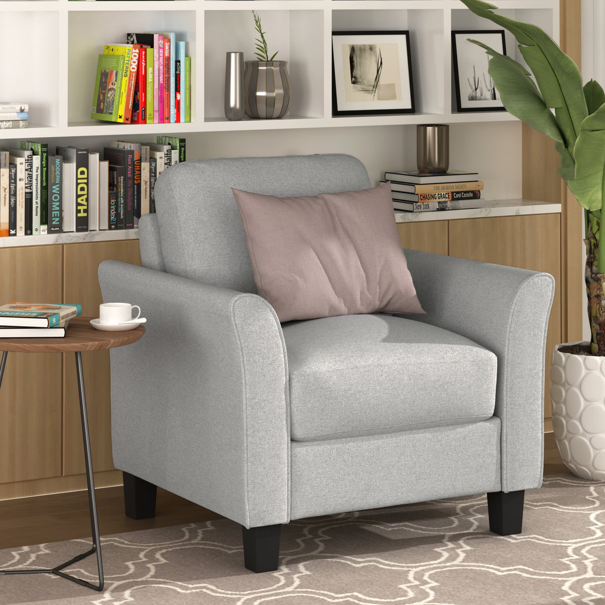 Contemporary Armrest Sofa – Light Gray