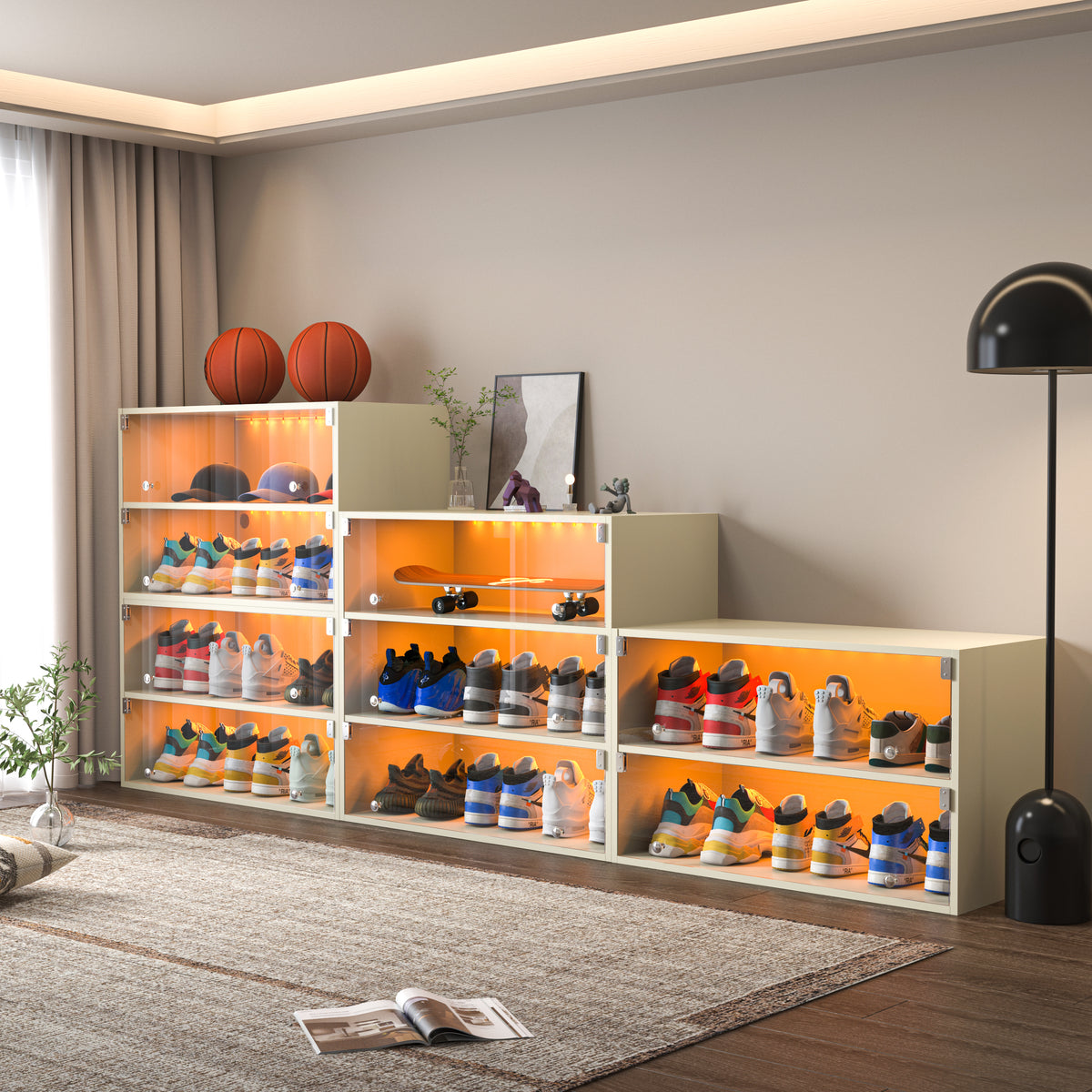 White LED Shoe Storage Tower