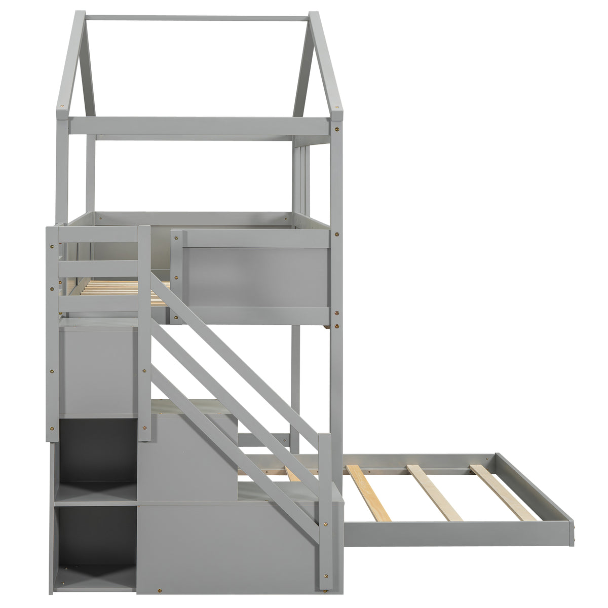 Twin-Full Storage Bunk Bed – Gray